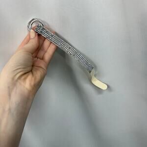 Daniel Swarovski Vintage 90s White Leather Clear Rhinestone Bracelet